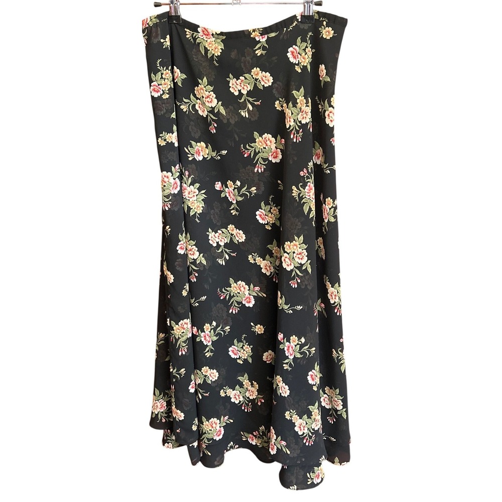 90s Compagnie Internationale Express Maxi Skirt Whimsigoth Grunge Floral Print - Picture 2 of 3